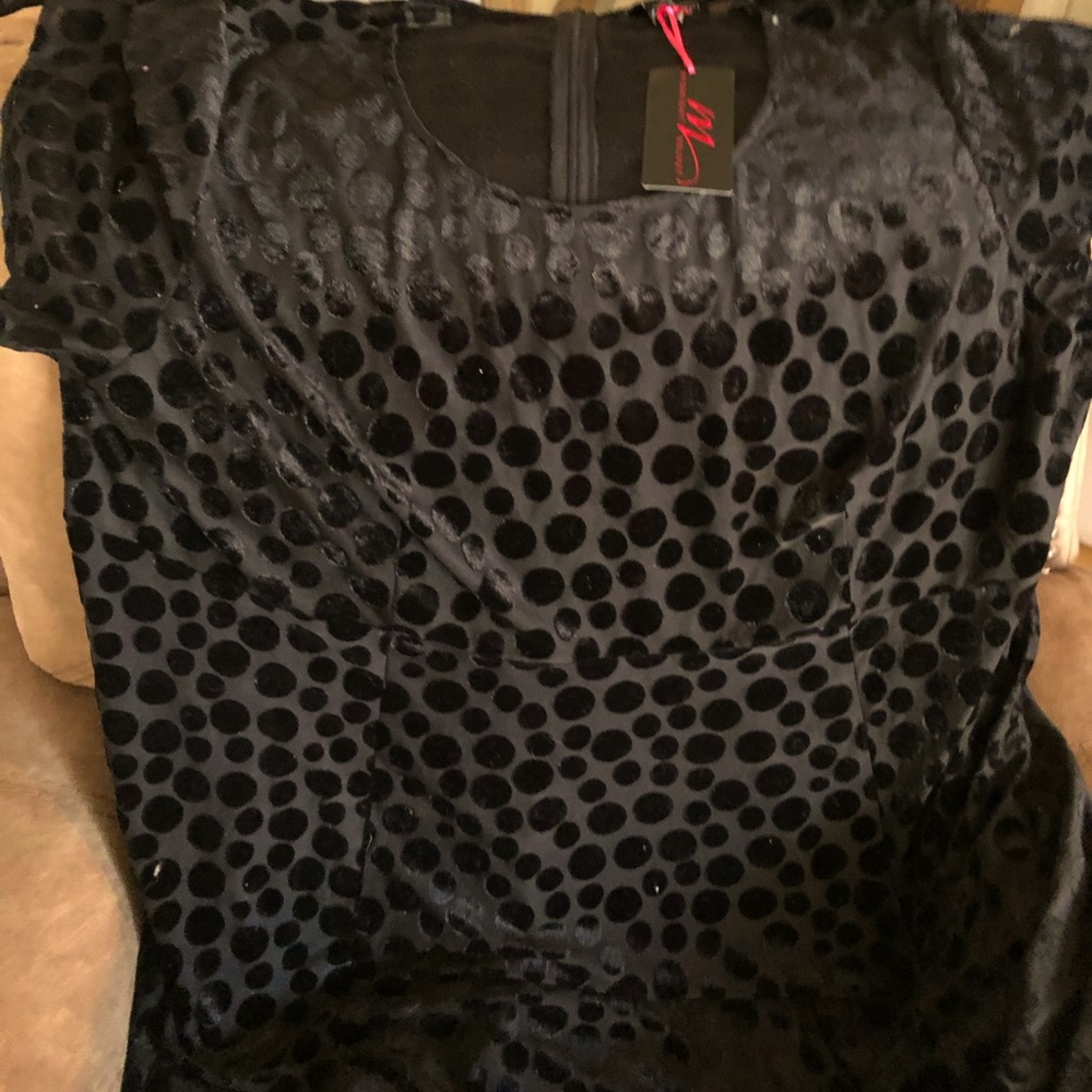 Black with dark black dots dress/ blouse